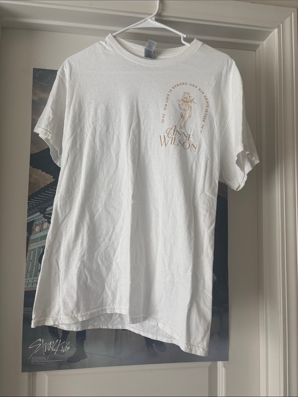Gildan White Tee with Tan Graphic - Women's Short Sleeve